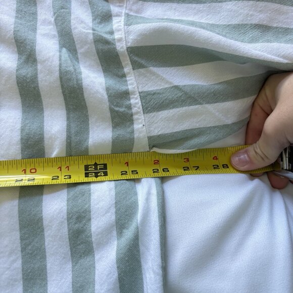 Victoria's Secret VS Long Sleeve Green Striped Button Up Top Bottoms Womens L - Picture 5 of 13